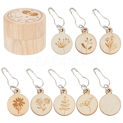 Wooden with Alloy Locking Stitch Marker TOOL-WH0155-32-1
