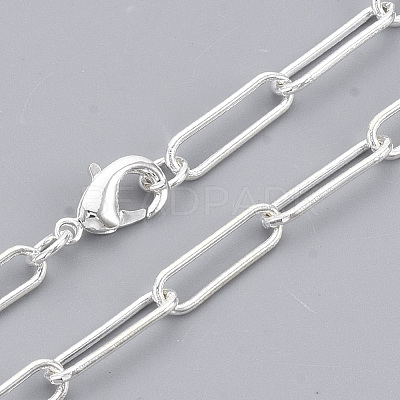 Brass Round Oval Paperclip Chain Necklace Making MAK-S072-05A-S-1