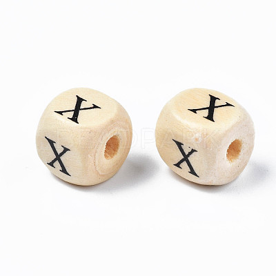 Natural Maple Wood Printed Beads X-WOOD-Q030-36-1
