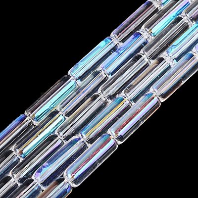 Electroplate Transparent Glass Beads Strands EGLA-Q132-02A-E01-1