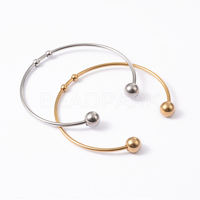 Fashion 304 Stainless Steel Cuff Bangles Torque Bangles BJEW-H473-01M-1