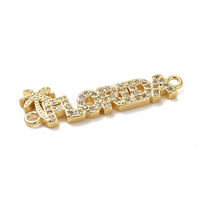 Beach Theme Rack Plating Brass Micro Pave Clear Cubic Zirconia Connector Charms KK-P261-07A-G-1