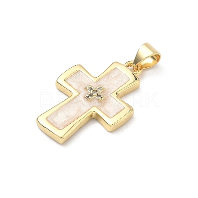Brass Micro Pave Cubic Zirconia Pendants X-KK-P345-57G-1