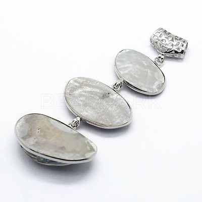 Brass Abalone Shell Oval Big Pendants SSHEL-F0006-05-1
