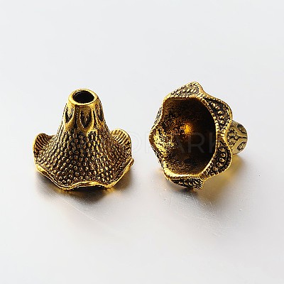 6-Petal Tibetan Style Alloy Bead Caps PALLOY-N0113-05AG-1
