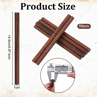 50Pcs Waxed Round Wooden Sticks WOOD-OC0004-26-1