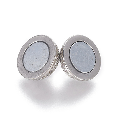 Brass Micro Pave Cubic Zirconia Magnetic Clasps with Loops ZIRC-L082-E-01-P-1