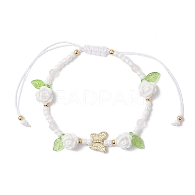 Glass Seed Bead and Resin Braided Bead Bracelets for Women BJEW-MZ00237-04-1