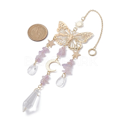 Amethyst with Glass Pendant Decorations HJEW-TA00129-03-1