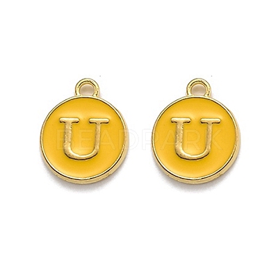 Golden Plated Alloy Enamel Charms X-ENAM-Q437-13U-1