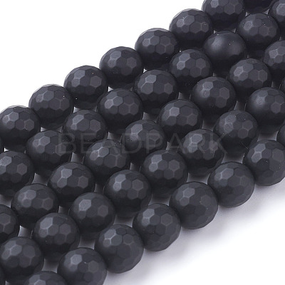 Synthetic Black Stone Beads Strands G-C059-8mm-1-1