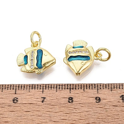 Brass Micro Pave Clear Cubic Zirconia Pendants KK-Q077-01G-01-1