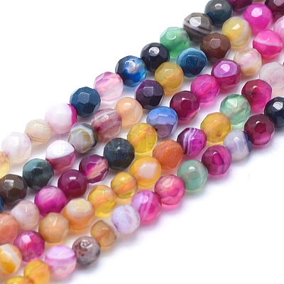 Natural Striped Agate/Banded Agate Beads G-J371-06-6mm-1