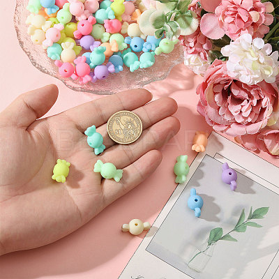 200Pcs Rubberized Style Acrylic Beads SACR-FH0001-15-1
