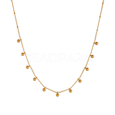 304 Stainless Steel Round Ball Tassel Bib Necklaces for Women FS-WG5B7A4-02-1