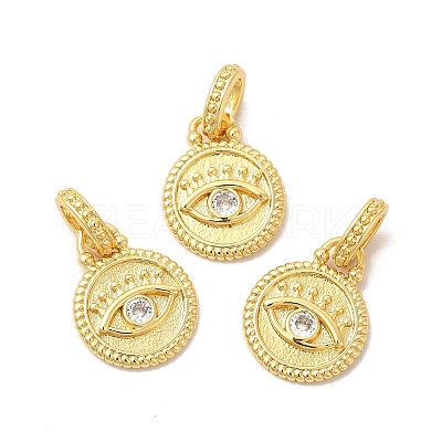 Rack Plating Brass Pave Clear Cubic Zirconia European Dangle Charms KK-B068-25G-1