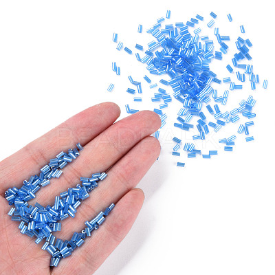 Transparent Colours Luster Glass Bugle Beads SEED-N005-001-A04-1