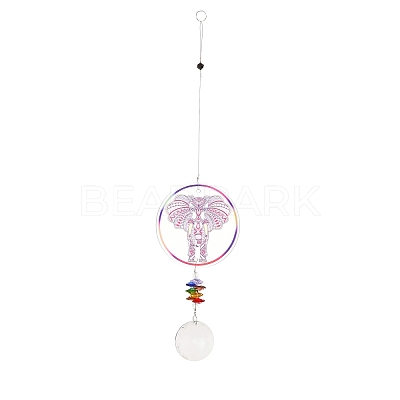 Glass Round Window Hanging Suncatchers DJEW-PW0010-04A-1