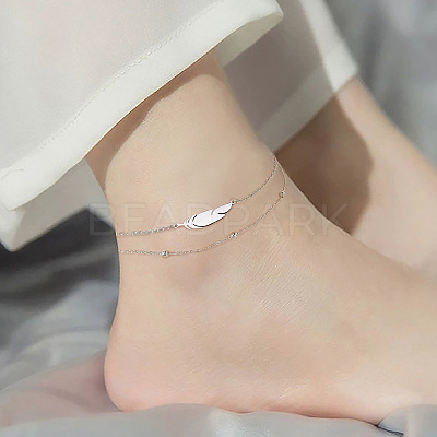 Feather 201 Stainless Steel Link Double Layer Anklets for Women FS-WGD6197-03-1