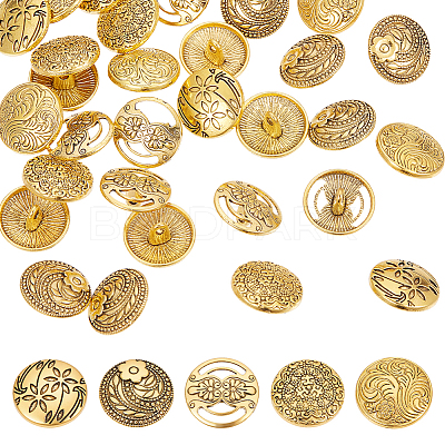 30Pcs 5 Styles Zinc Alloy Shank Buttons BUTT-ME0001-18-1