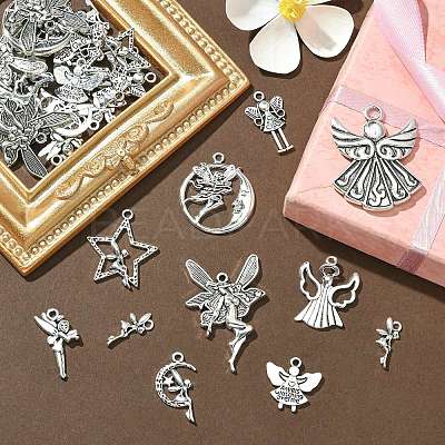50Pcs 10 Style Tibetan Style Alloy Pendants TIBEP-CJ0003-48-1