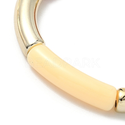 Acrylic Curved Tube Beaded Stretch Bracelet for Women BJEW-JB08438-02-1