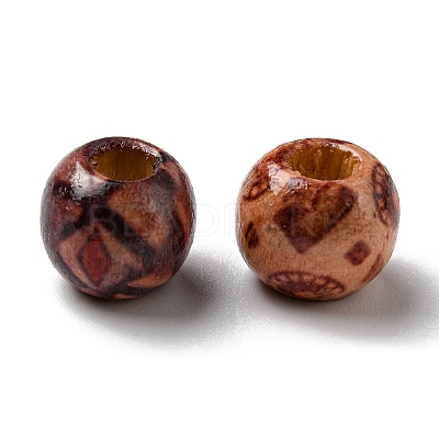 100Pcs Printed Wooden Dyed Beads WOOD-P019-01A-1