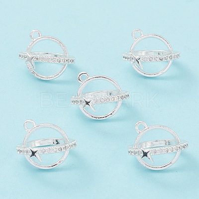 Rack Plating Brass Pave Clear Cubic Zirconia Bead Cage Pendants KK-G464-10S-1
