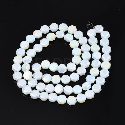 Electroplate Opaque Solid Color Glass Beads Strands EGLA-N002-27-A07-1