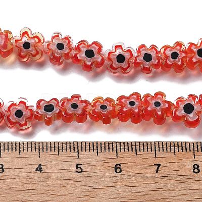 Handmade Millefiori Lampwork Beads Strands LAMP-F035-09-1