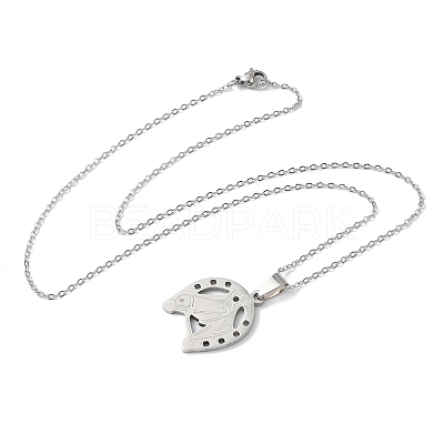 201 Stainless Steel Horse Pendant Necklaces LS-NJEW-H065-23P-1