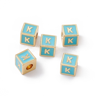 Rack Plating Brass Enamel Beads KK-B060-04G-06K-1
