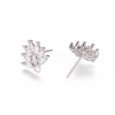 Brass Cubic Zirconia Stud Earring Findings EJEW-E257-03P-1