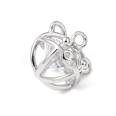 Brass Micro Pave Clear Cubic Zirconia Charms KK-N290-13P-1