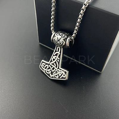 304 Stainless Steel Viking Hammer Pendant Stylish Punk Hip Hop Necklaces NX6366-1