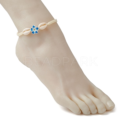 Natural Shell & Polymer Clay 3D Flower Link Bracelet BJEW-JB09815-1