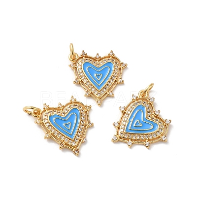 Rack Plating Brass Micro Pave Clear Cubic Zirconia Charms KK-D074-04G-04-1