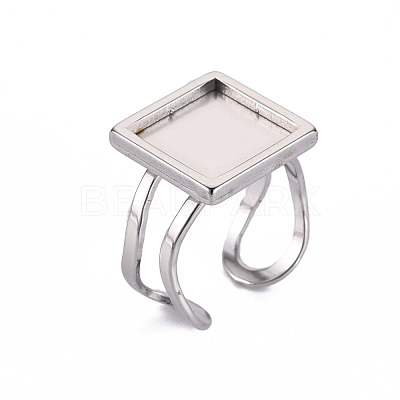Tarnish Resistant 201 Stainless Steel Cuff Pad Ring Settings STAS-S080-041B-P-1