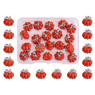 30 Pieces Pumpkin Charms Pendants Thanksgiving Pumpkin Charms Alloy Enamel Charm for Jewelry Necklace Bracelet Earring Making Crafts JX294A-1