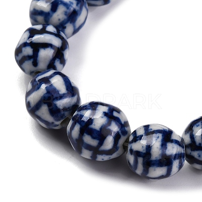 Handmade Blue and White Porcelain Beads Strands PORC-I027-03B-1