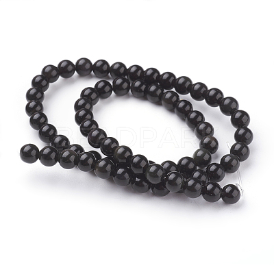 Natural Obsidian Beads Strands X-G-G099-6mm-24-1