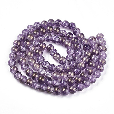 Transparent Crackle Glass Bead Strands GLAA-T025-8mm-02E-1