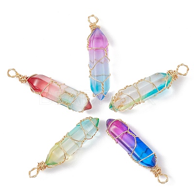 10Pcs 5 Colors Glass Pendants FIND-CJ0001-64-1