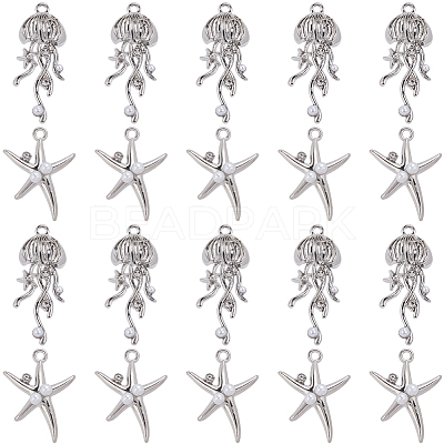 20Pcs 2 Styles Alloy Resin Pendants FIND-SC0013-38-1