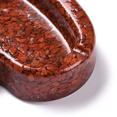 Resin with Natural Red Jasper Chip Stones Ashtray DJEW-F015-03B-1