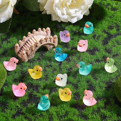 100Pcs Luminous Tiny Ducks Mini Resin Duck Colorful Miniature Fairy Garden Mini Duck  for Miniature Landscape JX530A-1