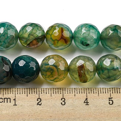 Faceted Natural Dragon Veins Agate Beads Strands G-F447-12mm-P04-1
