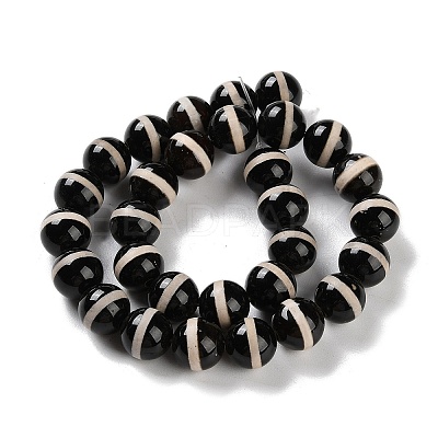 Natural Tibetan Striped Pattern dZi Agate Beads Strands G-B084-A04-01-1