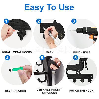 Wood & Iron Wall Mounted Hangers HJEW-WH0055-029-1
