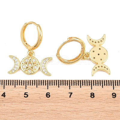 Brass Micro Pave Cubic Zirconia Hoop Dangle Earrings EJEW-G471-52G-1